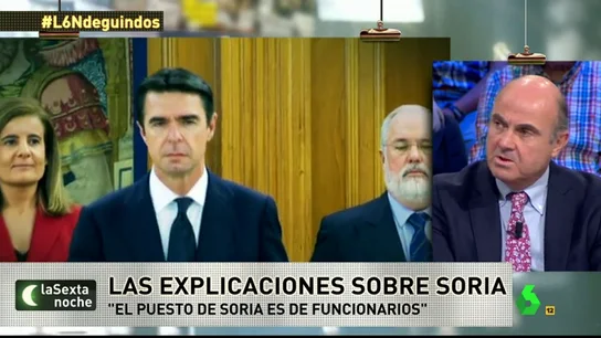 Frame 108.687266 de: Luis de Guindos: "Soria renunció por petición del Gobierno. Yo le pedí que renunciase" Frame 108.687266 de: Luis de Guindos: "Soria renunció por petición del Gobierno. Yo le pedí que renunciase"