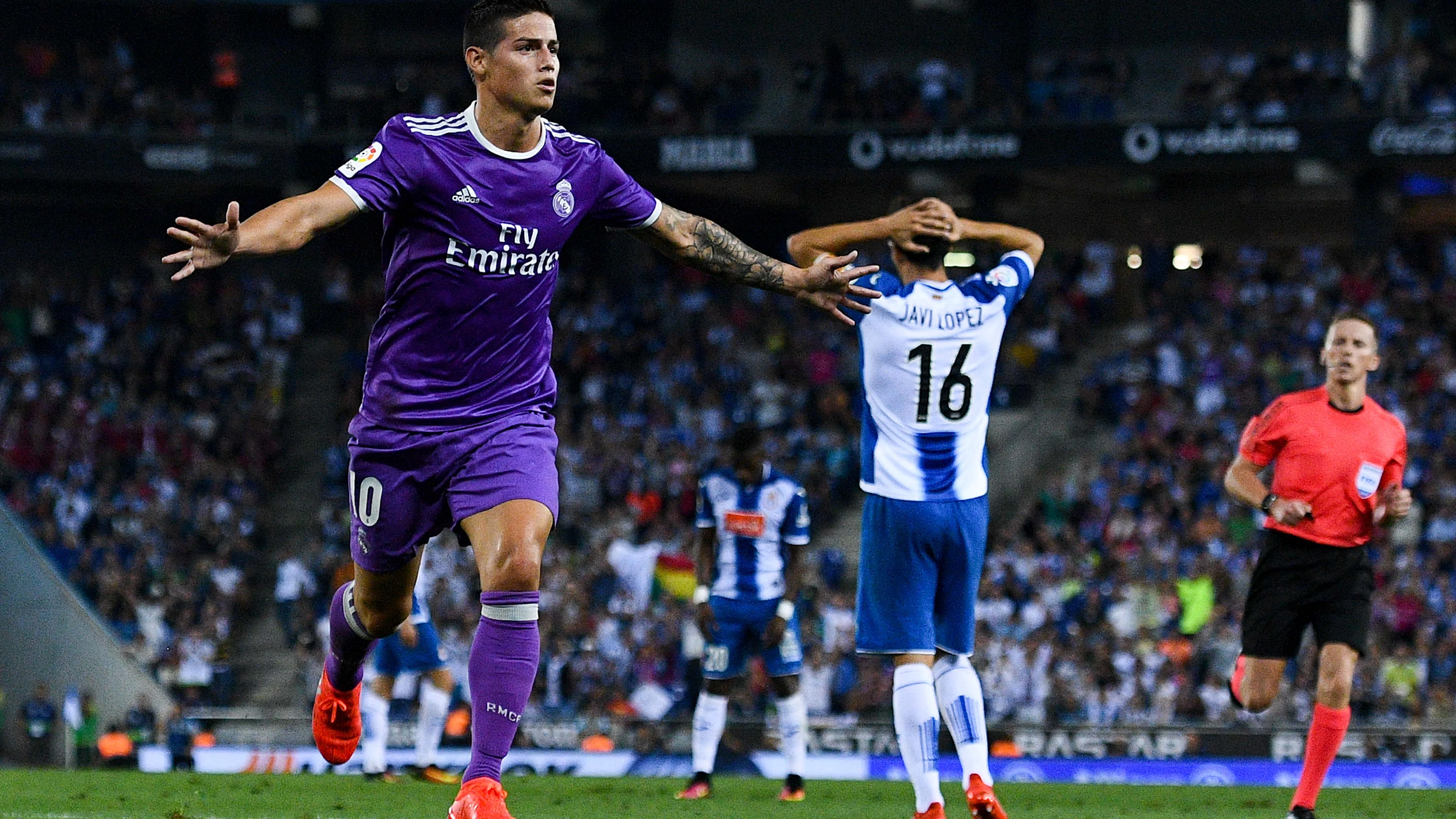 James abrió el marcador a favor del Real Madrid ante el Espanyol 