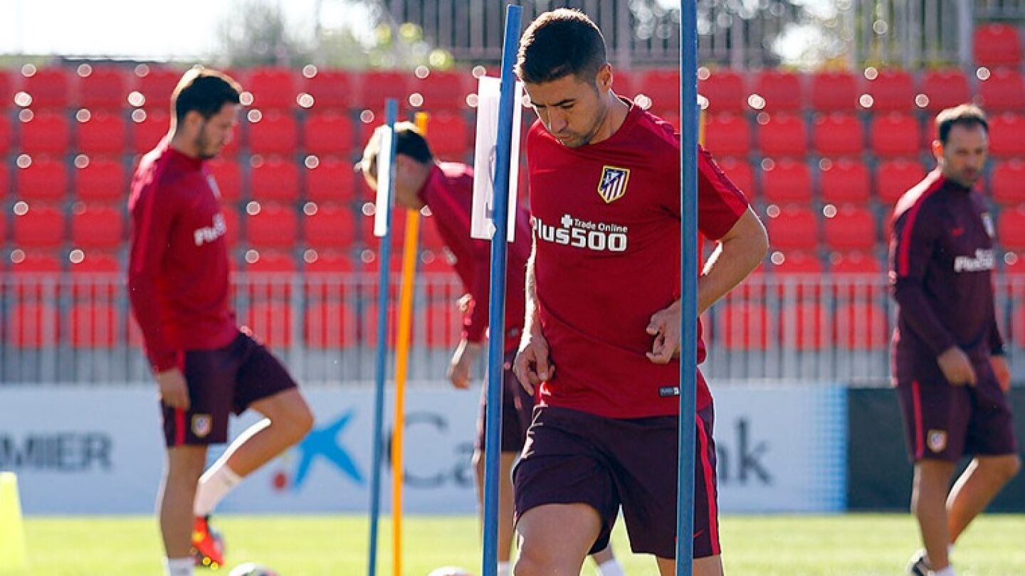 Gabi, en el entrenamiento del Atl&eacute;tico de Madrid