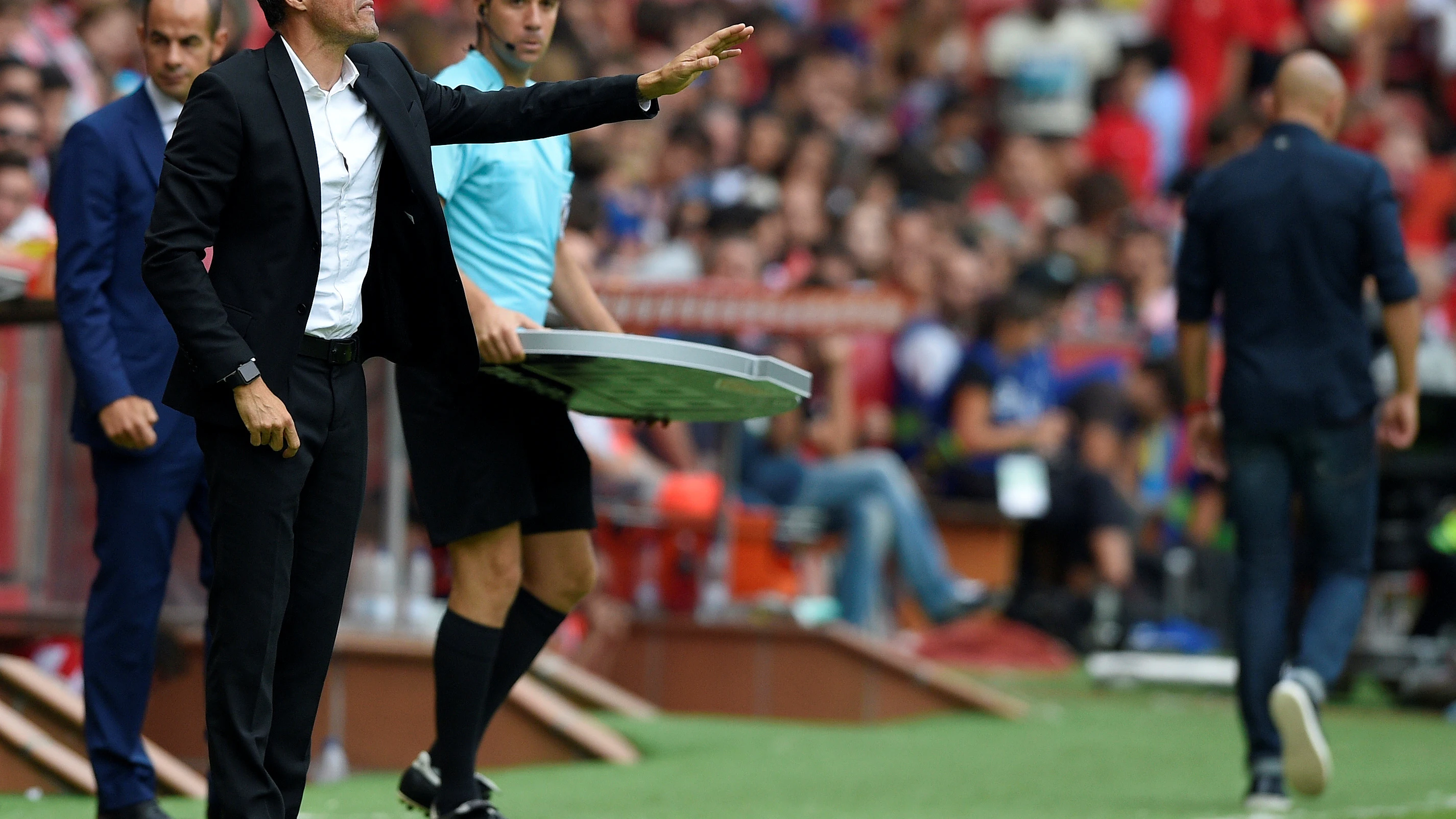Luis Enrique, durante el Sporting de Gijón-Barcelona