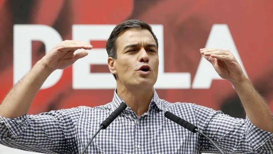 El secretario general del PSOE, Pedro Sánchez, durante su intervención en la fiesta de la Rosa del PSC El secretario general del PSOE, Pedro Sánchez, durante su intervención en la fiesta de la Rosa del PSC