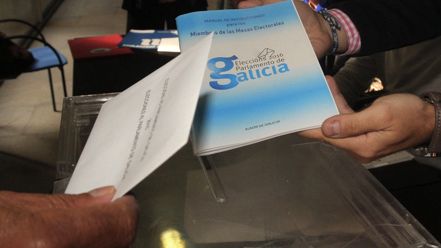 Un hombre ejercita su derecho al voto en colegio electoral de Santiago de Compostela en las elecciones autonómicas gallegas Un hombre ejercita su derecho al voto en colegio electoral de Santiago de Compostela en las elecciones autonómicas gallegas