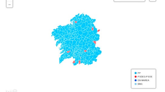 El mapa del voto en Galicia el 25S
