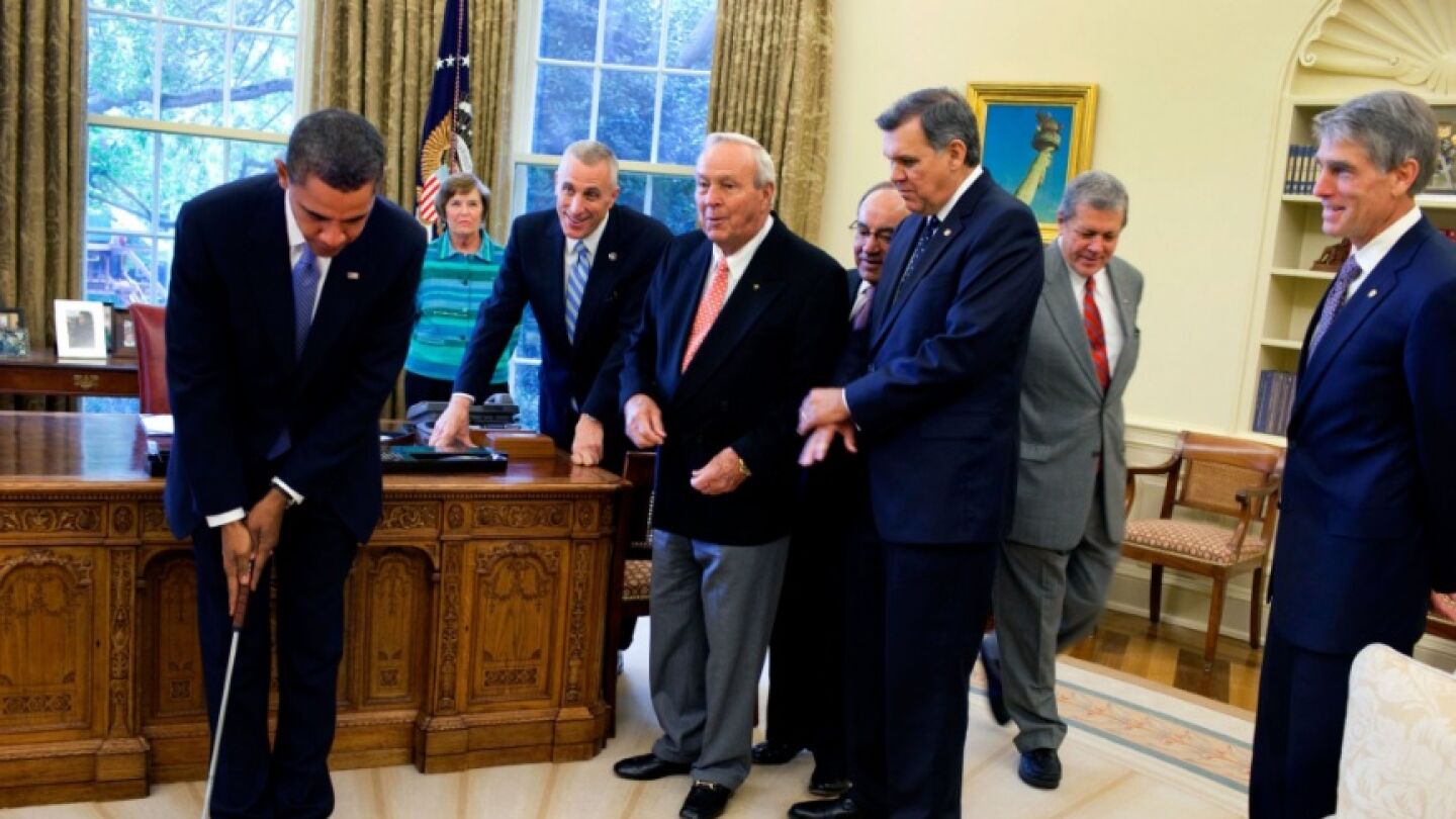Obama con Arnold Palmer en la Casa Blanca.