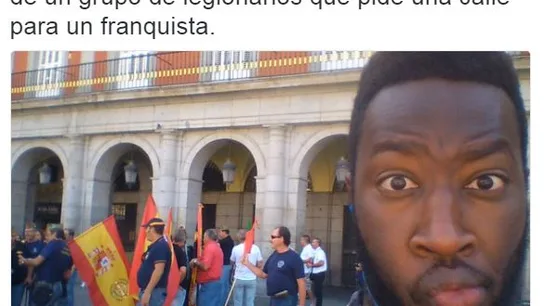 Tweet de Moha Gerehou sobre la manifestación en favor de Millán Astray Tweet de Moha Gerehou sobre la manifestación en favor de Millán Astray