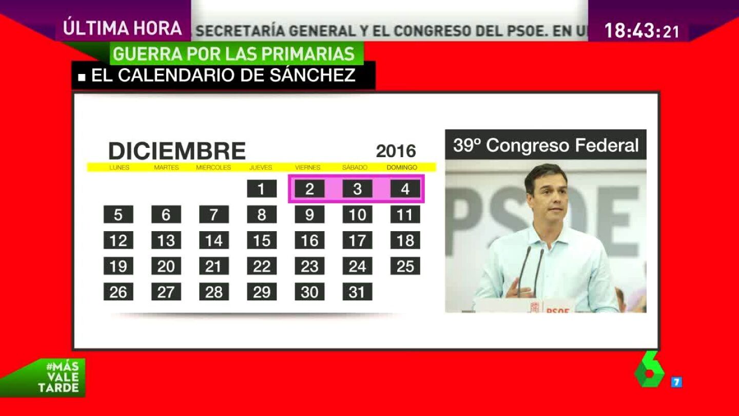 El calendario de S&aacute;nchez
