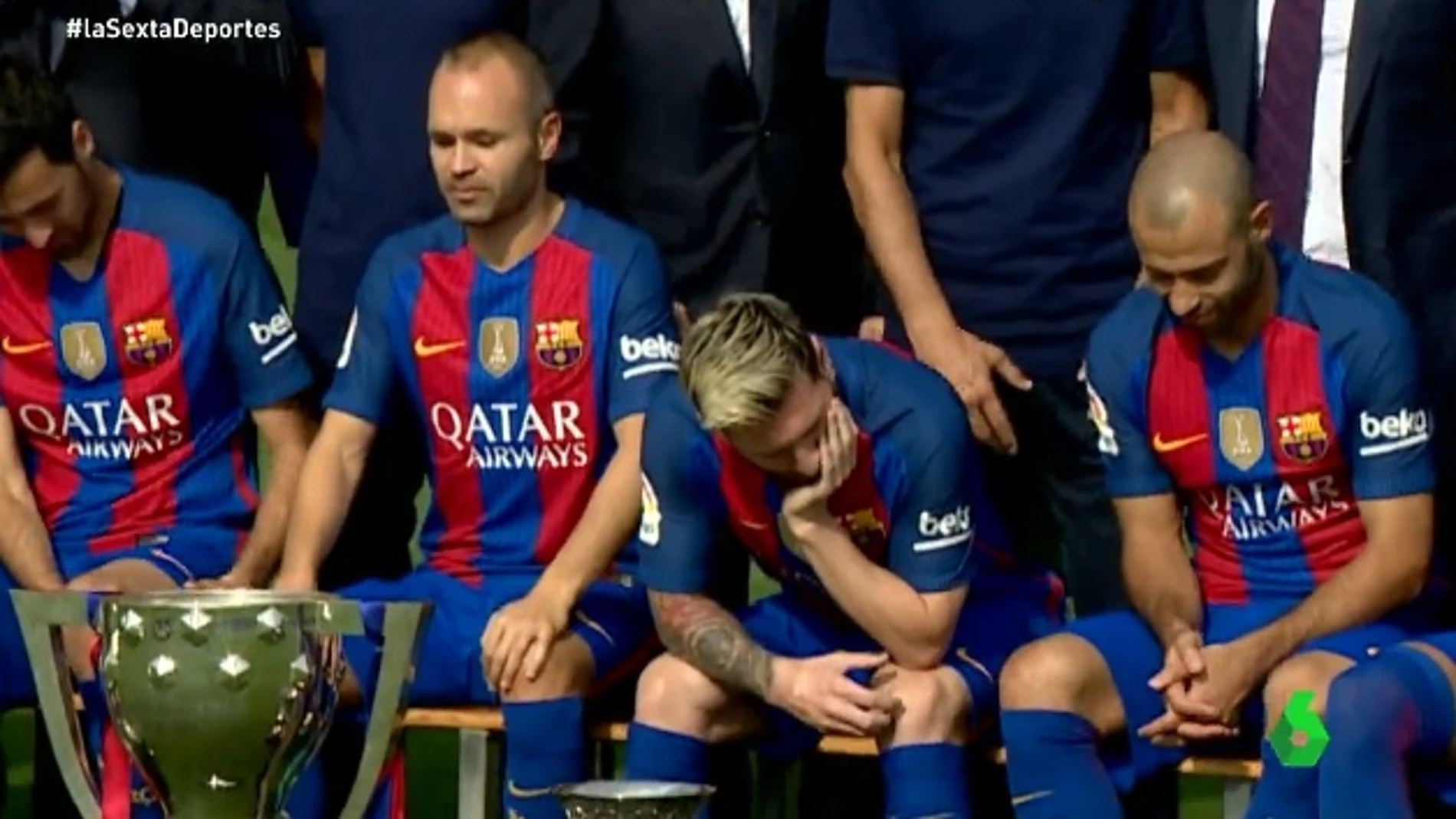 Leo Messi, durante las fotos oficiales del F.C Barcelona
