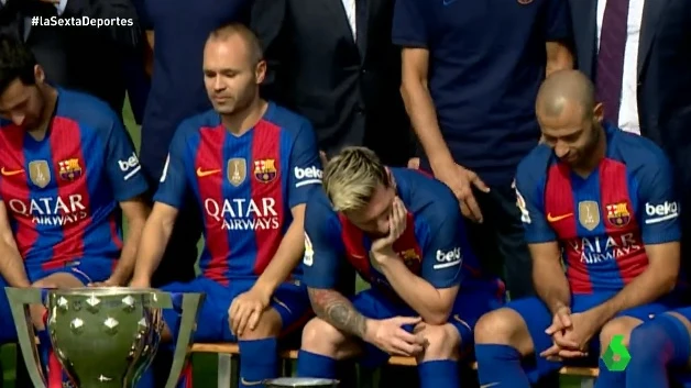 Leo Messi, durante las fotos oficiales del F.C Barcelona