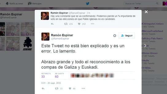 Tuit de Ramón Espinar Tuit de Ramón Espinar