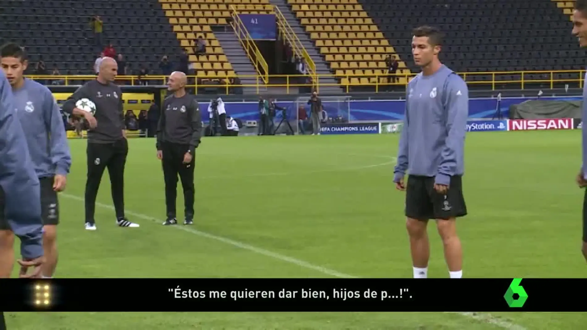 Cristiano Ronaldo, en el entrenamiento del Real Madrid