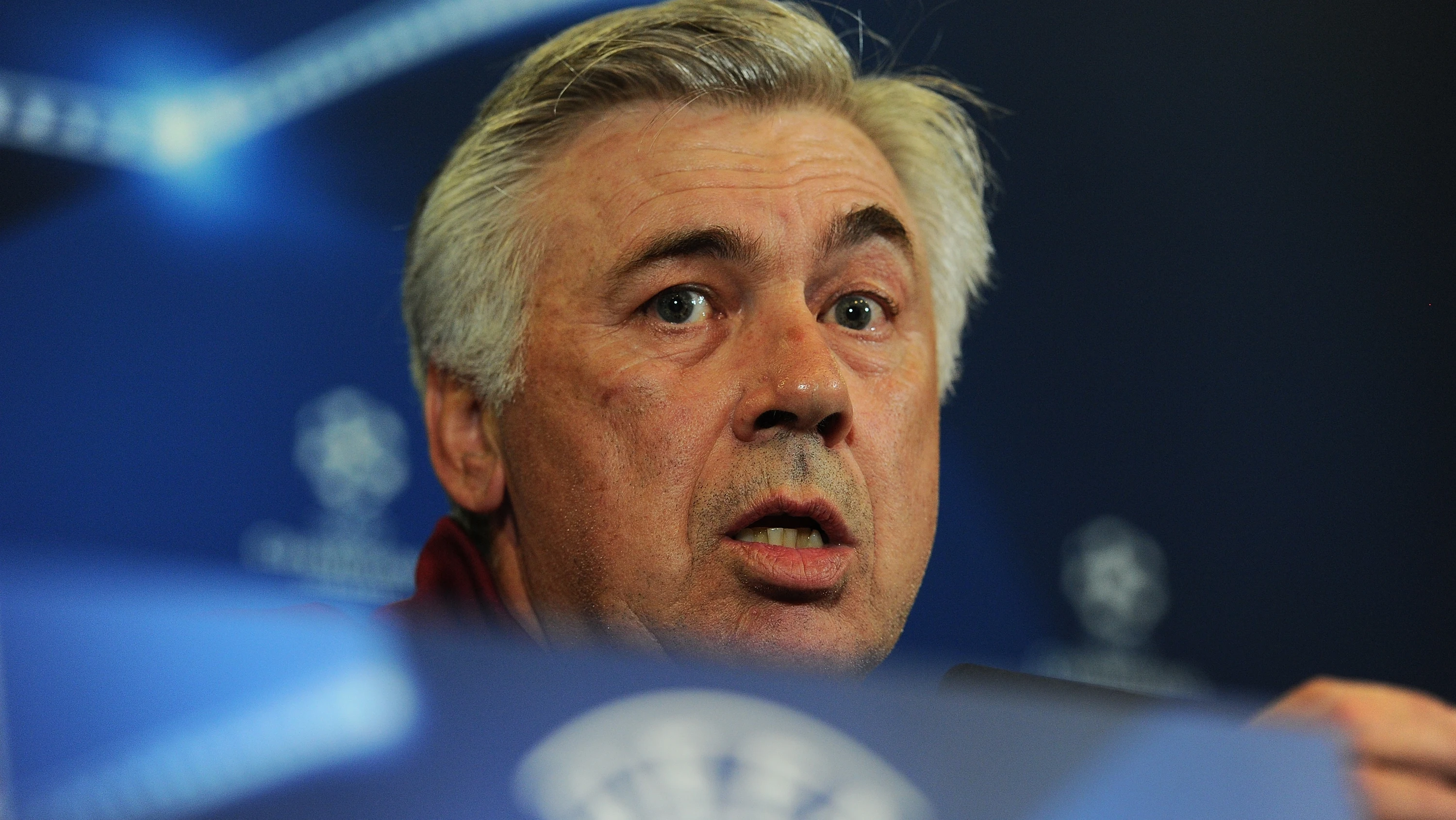 Carlo Ancelotti, durante la rueda de prensa previa al choque ante el Atlético de Madrid