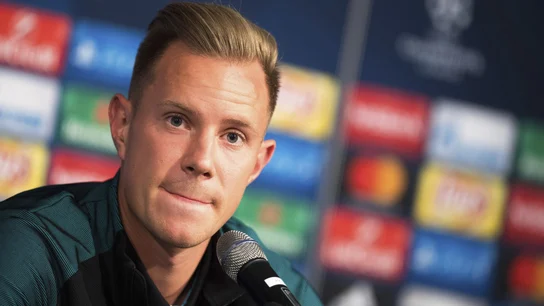 Ter Stegen, durante la rueda de prensa Ter Stegen, durante la rueda de prensa