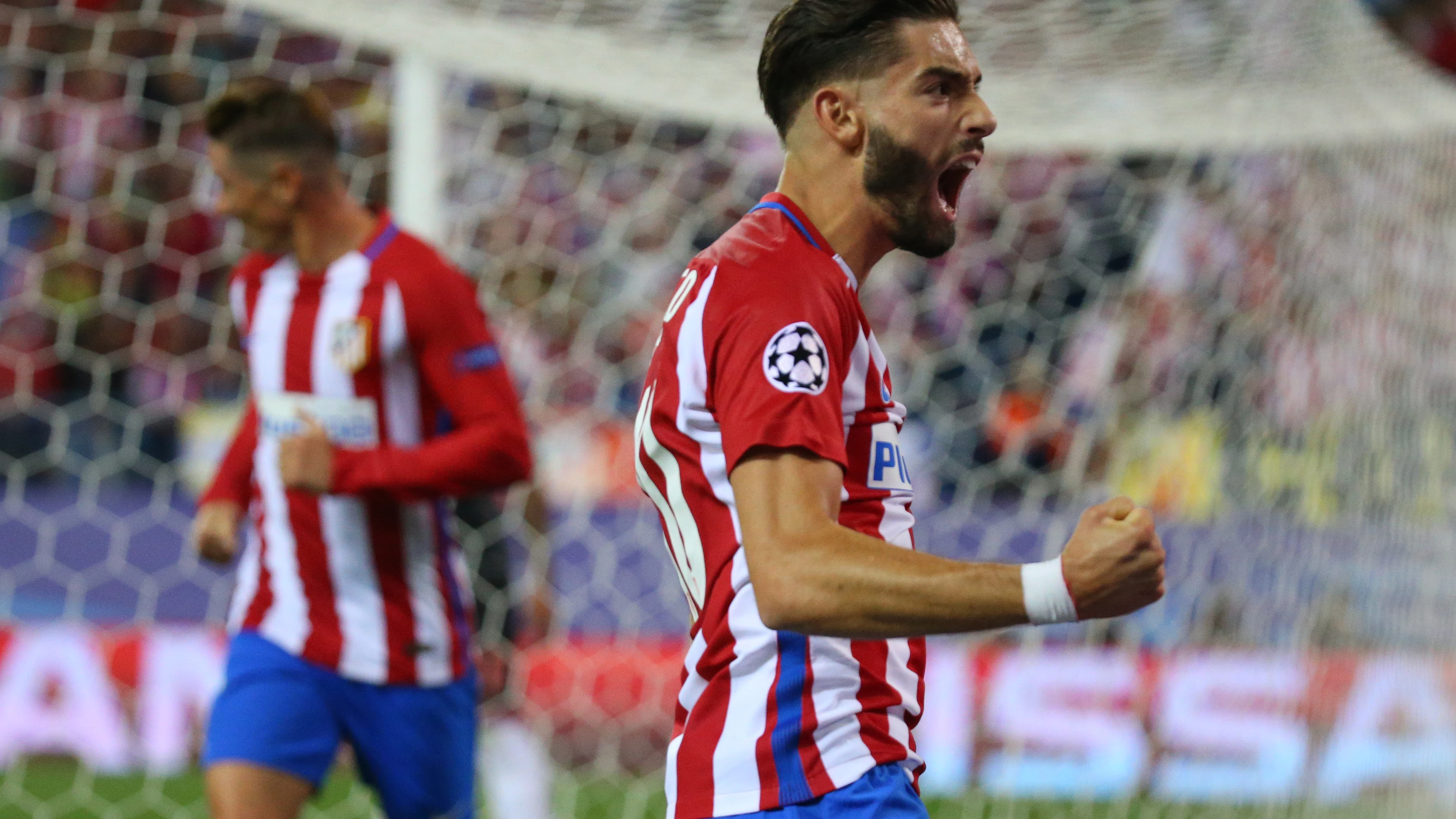 Carrasco, celebrando su gol al Bayern de Múnich