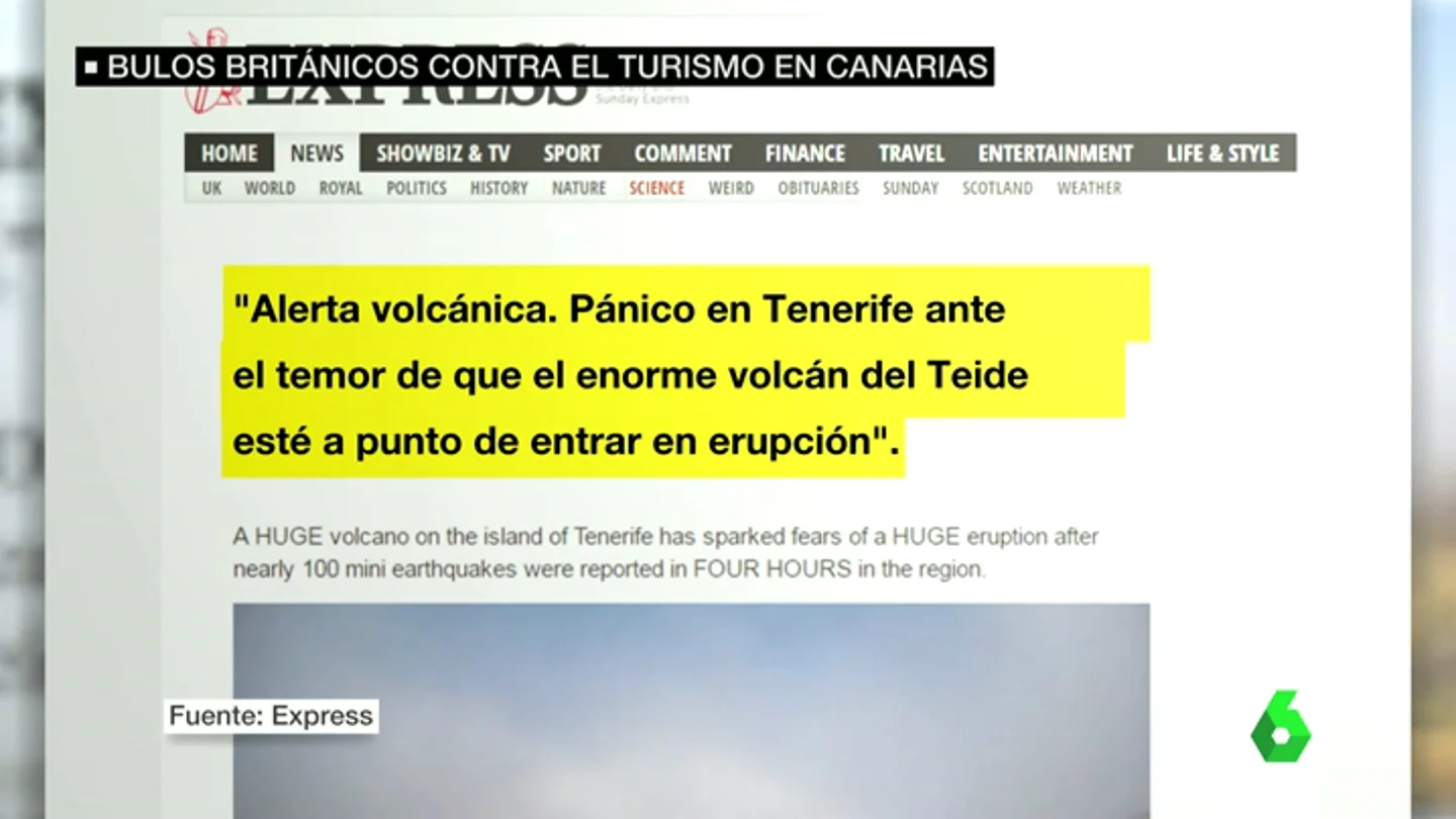 El titular del diario 'Express' sobre la erupción en el Teide El titular del diario 'Express' sobre la erupción en el Teide