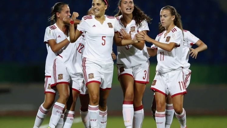 Las jugadoras españolas celebran un gol ante Alemania