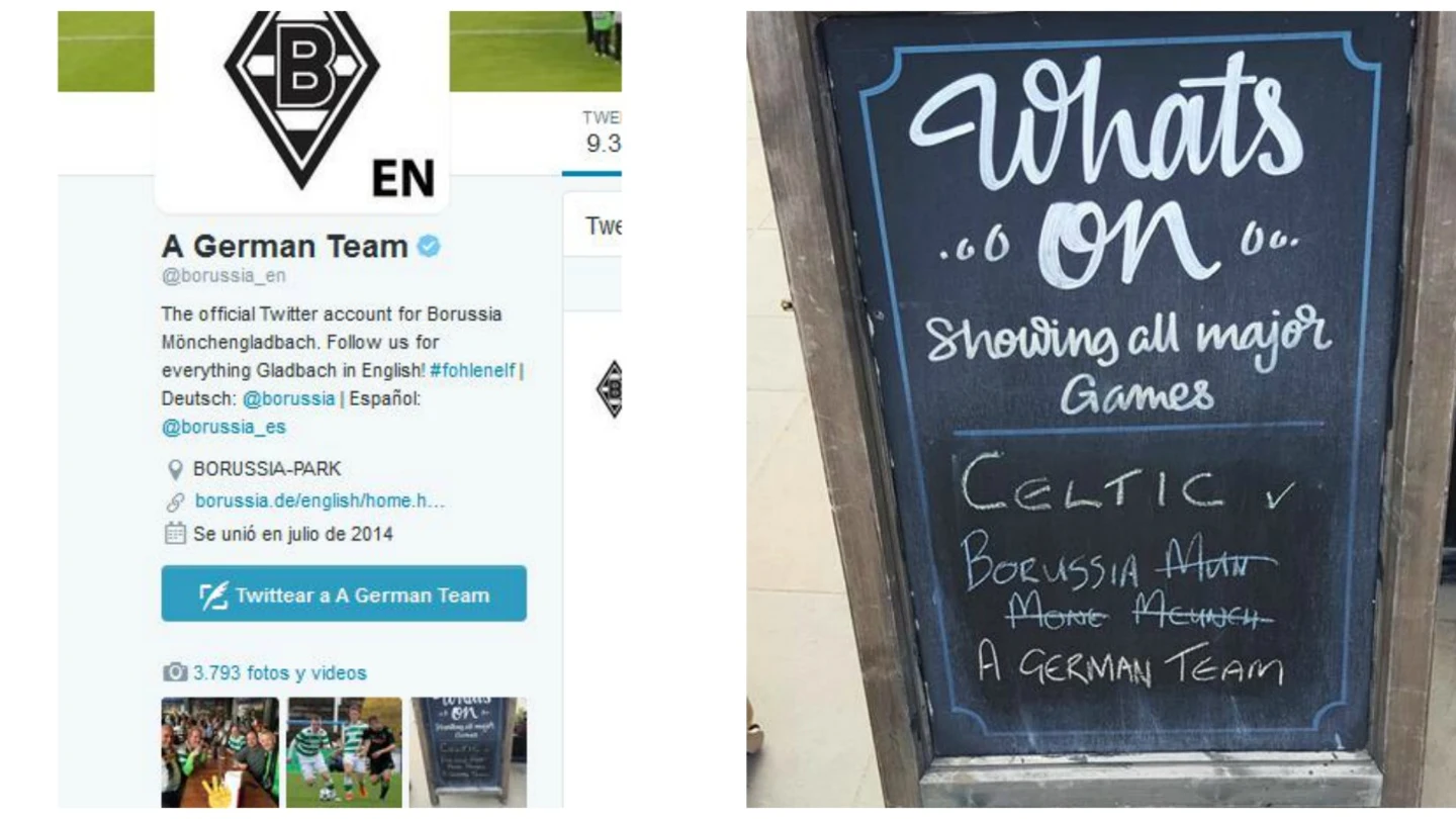 La cuenta de Twitter del Mönchengladbach para ayudar a los seguidores del Celtics La cuenta de Twitter del Mönchengladbach para ayudar a los seguidores del Celtics