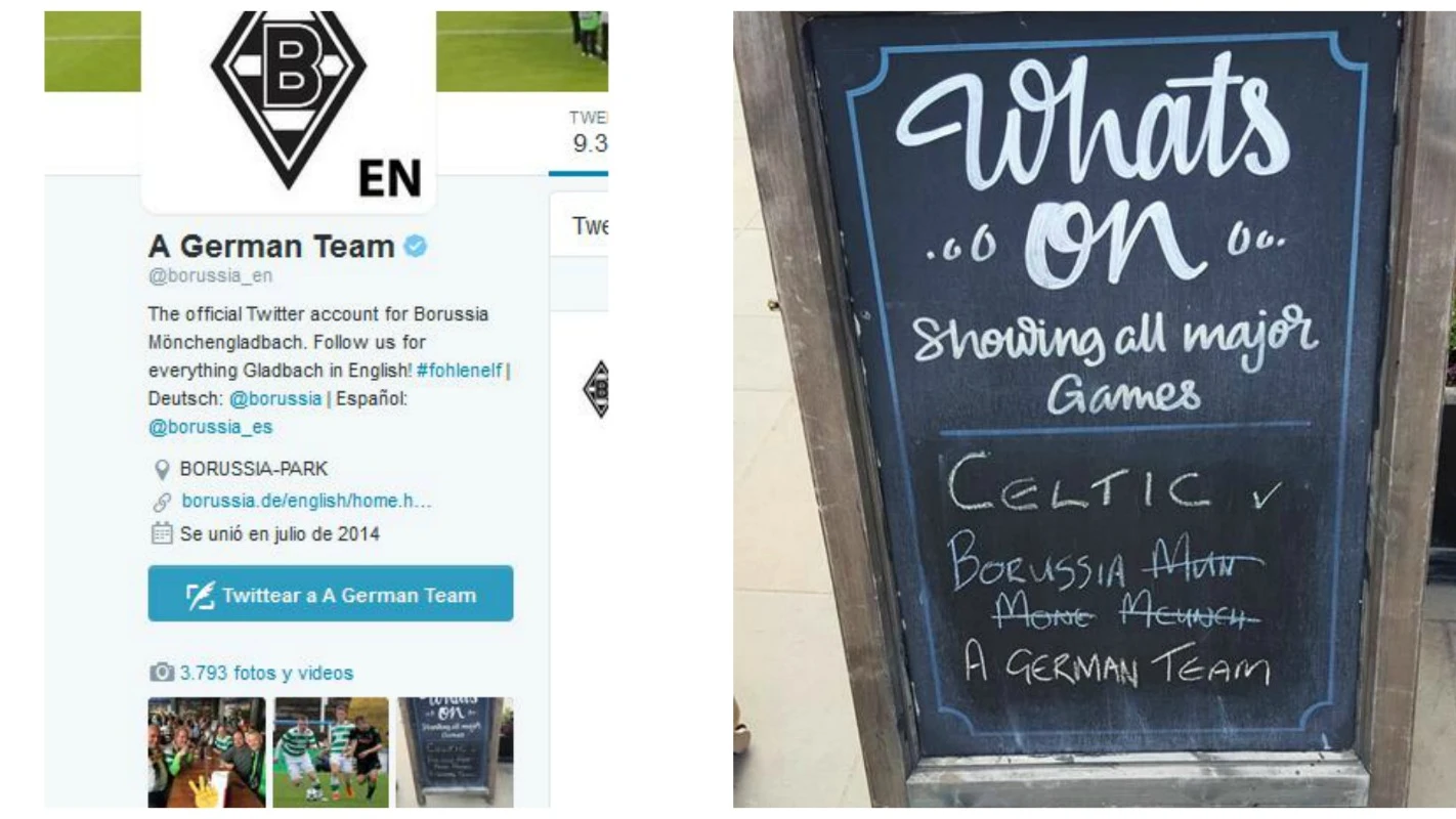 La cuenta de Twitter del Mönchengladbach para ayudar a los seguidores del Celtics La cuenta de Twitter del Mönchengladbach para ayudar a los seguidores del Celtics