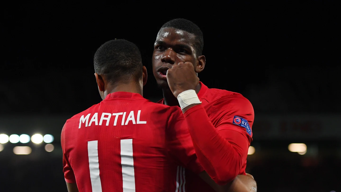 Pogba celebra uno de sus goles contra el Fenerbahce Pogba celebra uno de sus goles contra el Fenerbahce