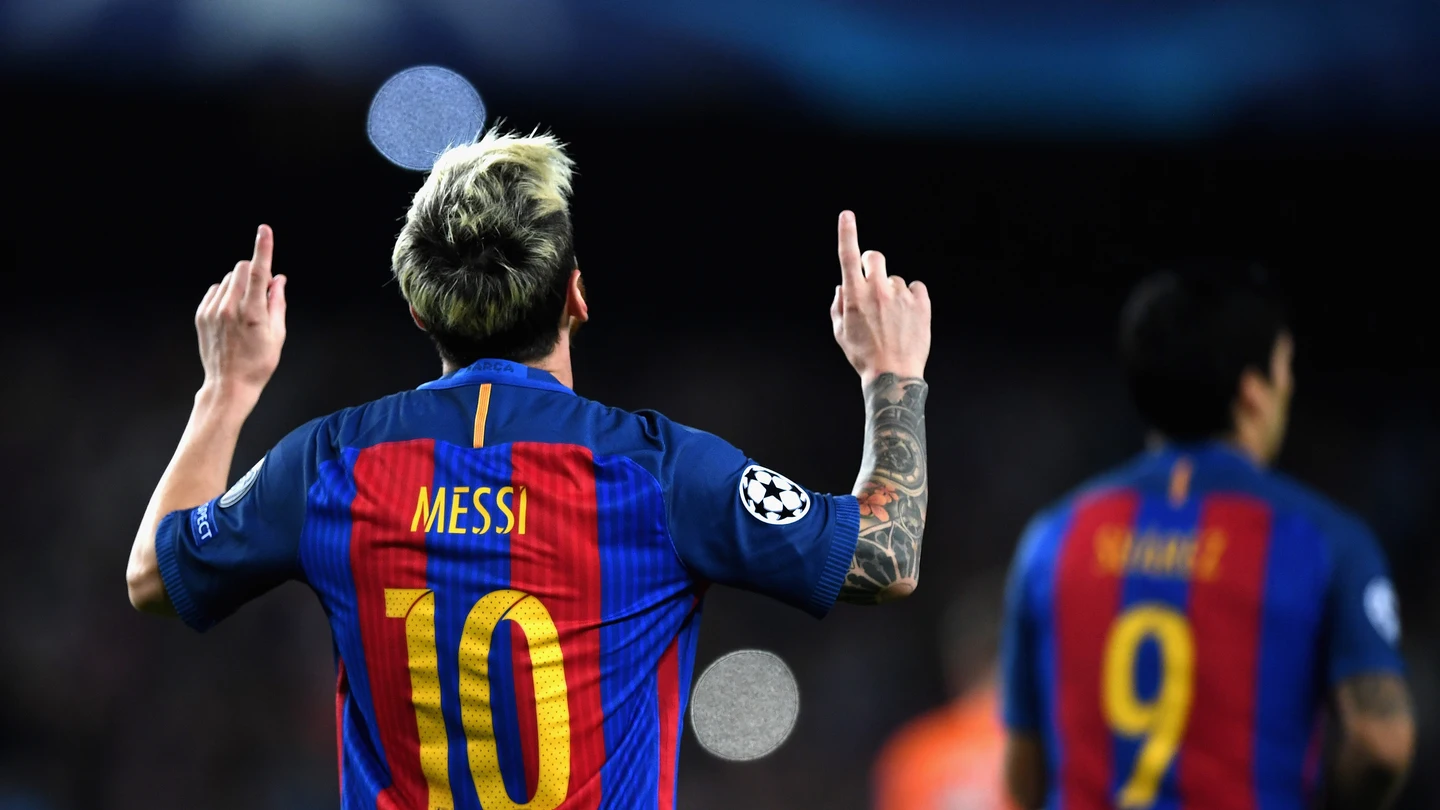 Leo Messi celebra un gol ante el Manchester City Leo Messi celebra un gol ante el Manchester City
