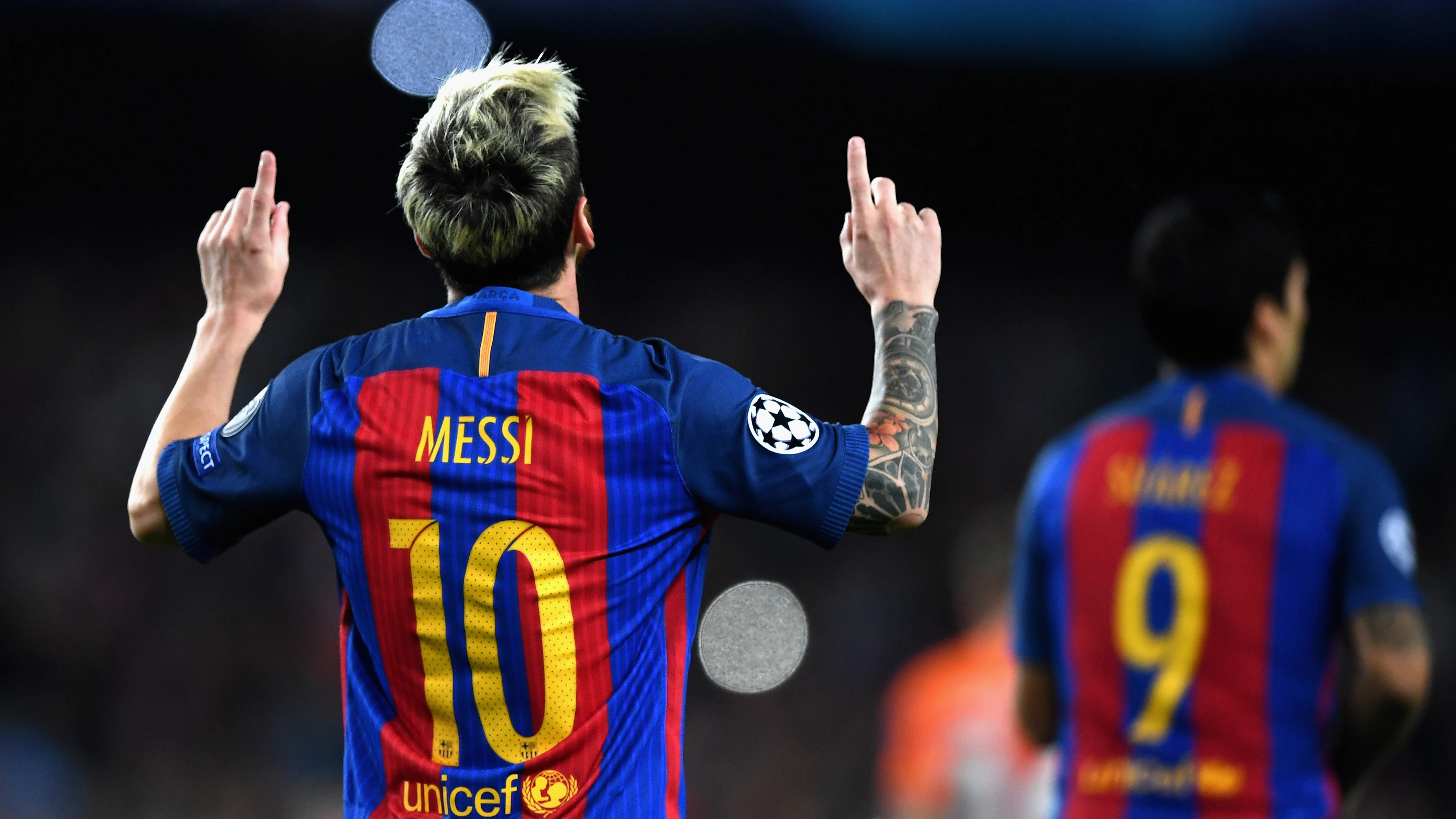 Leo Messi celebra un gol ante el Manchester City