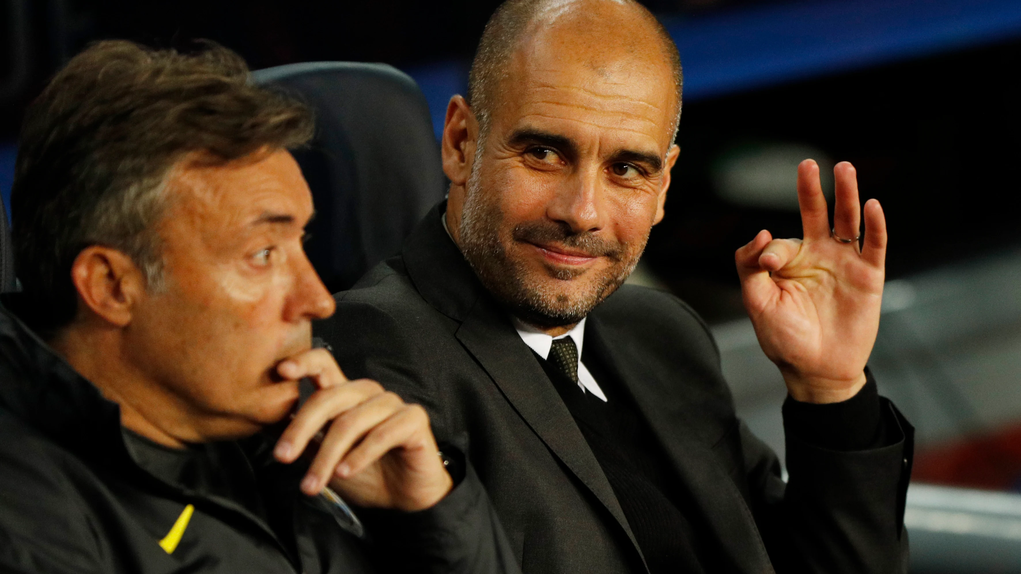 Pep Guardiola, durante el partido contra el Barcelona Pep Guardiola, durante el partido contra el Barcelona