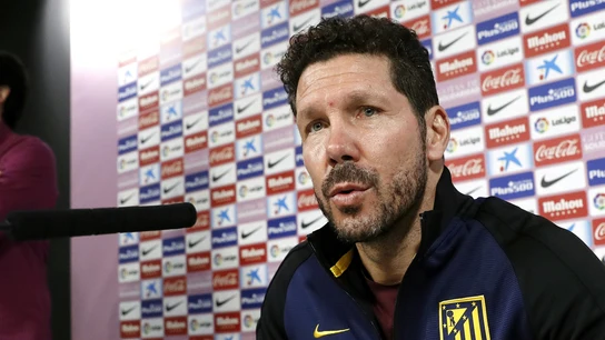 Simeone, durante la rueda de prensa Simeone, durante la rueda de prensa