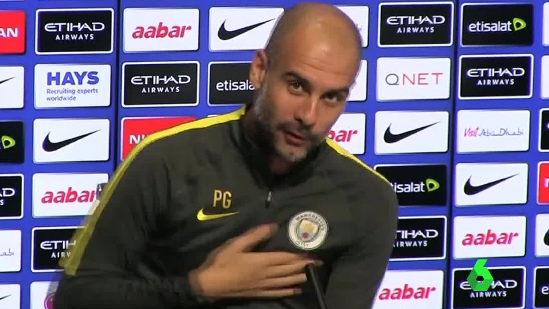 Pep Guardiola, durante la rueda de prensa Pep Guardiola, durante la rueda de prensa