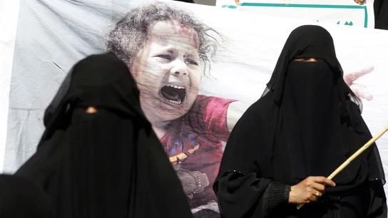 Imagen de archivo de mujeres yemeníes durante una manifestación en el país Imagen de archivo de mujeres yemeníes durante una manifestación en el país