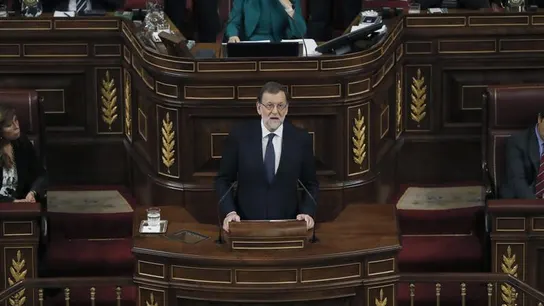 El líder del PP y presidente del Gobierno en funciones, Mariano Rajoy, durante su intervención en el debate de su investidura El líder del PP y presidente del Gobierno en funciones, Mariano Rajoy, durante su intervención en el debate de su investidura