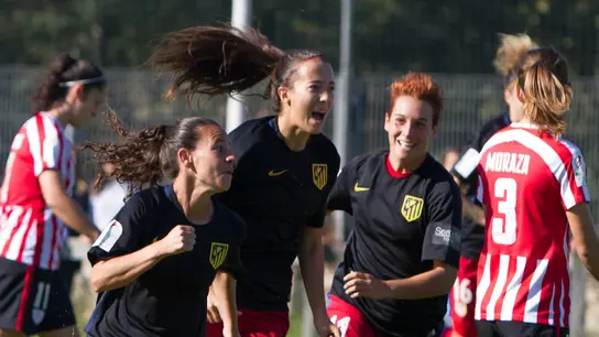 Las chicas del Atlético, celebrando un gol ante el Athletic Las chicas del Atlético, celebrando un gol ante el Athletic