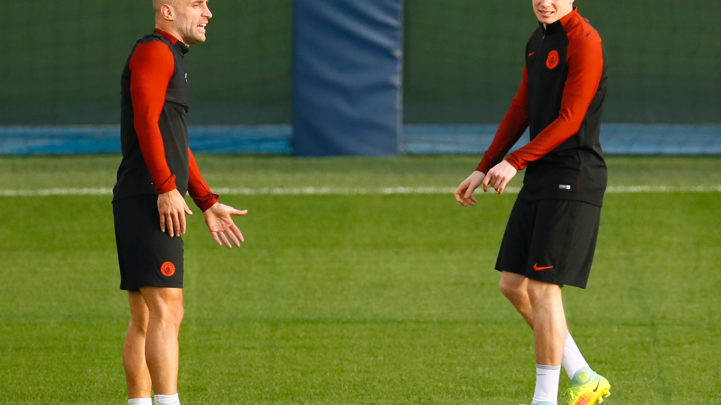 Zabaleta, en el entrenamiento del Manchester City