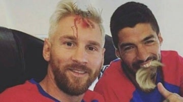 Montaje de Luis Suárez y Leo Messi