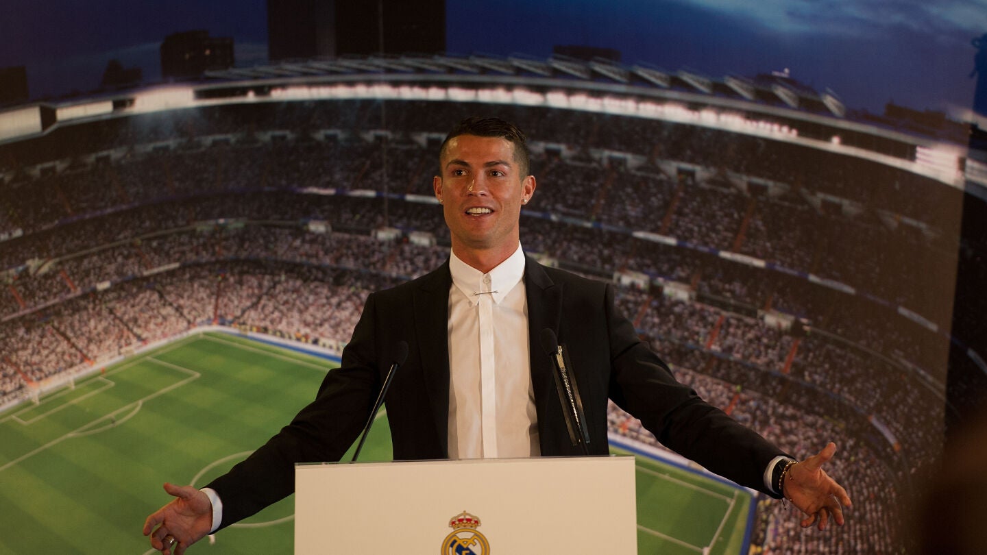 Cristiano Ronaldo en el acto de su renovaci&oacute;n