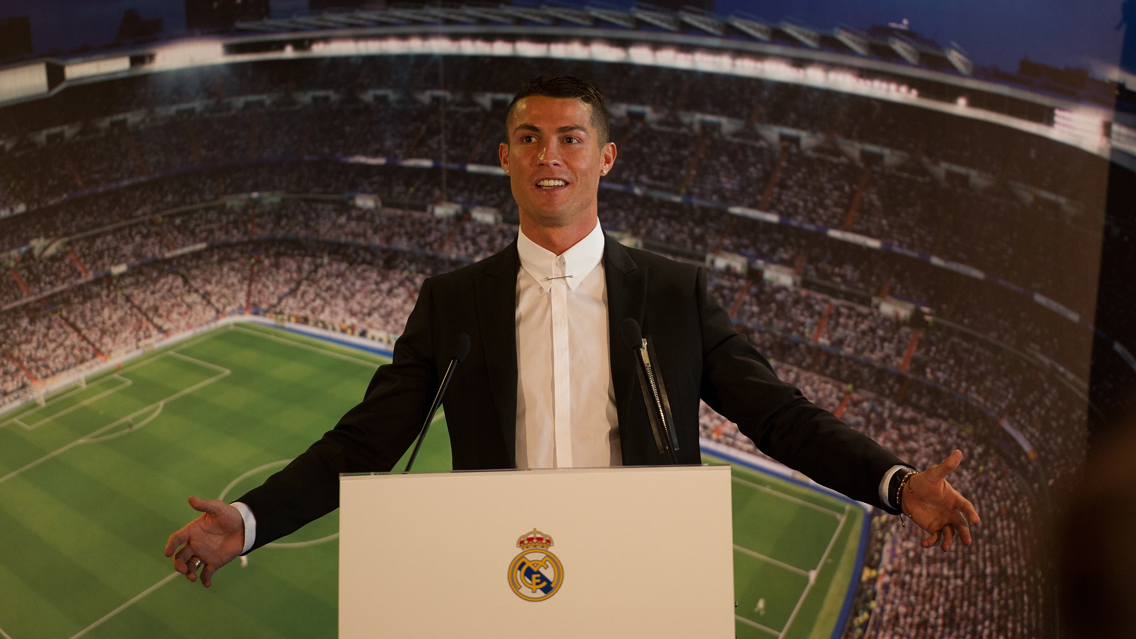 Cristiano Ronaldo en el acto de su renovaci&oacute;n
