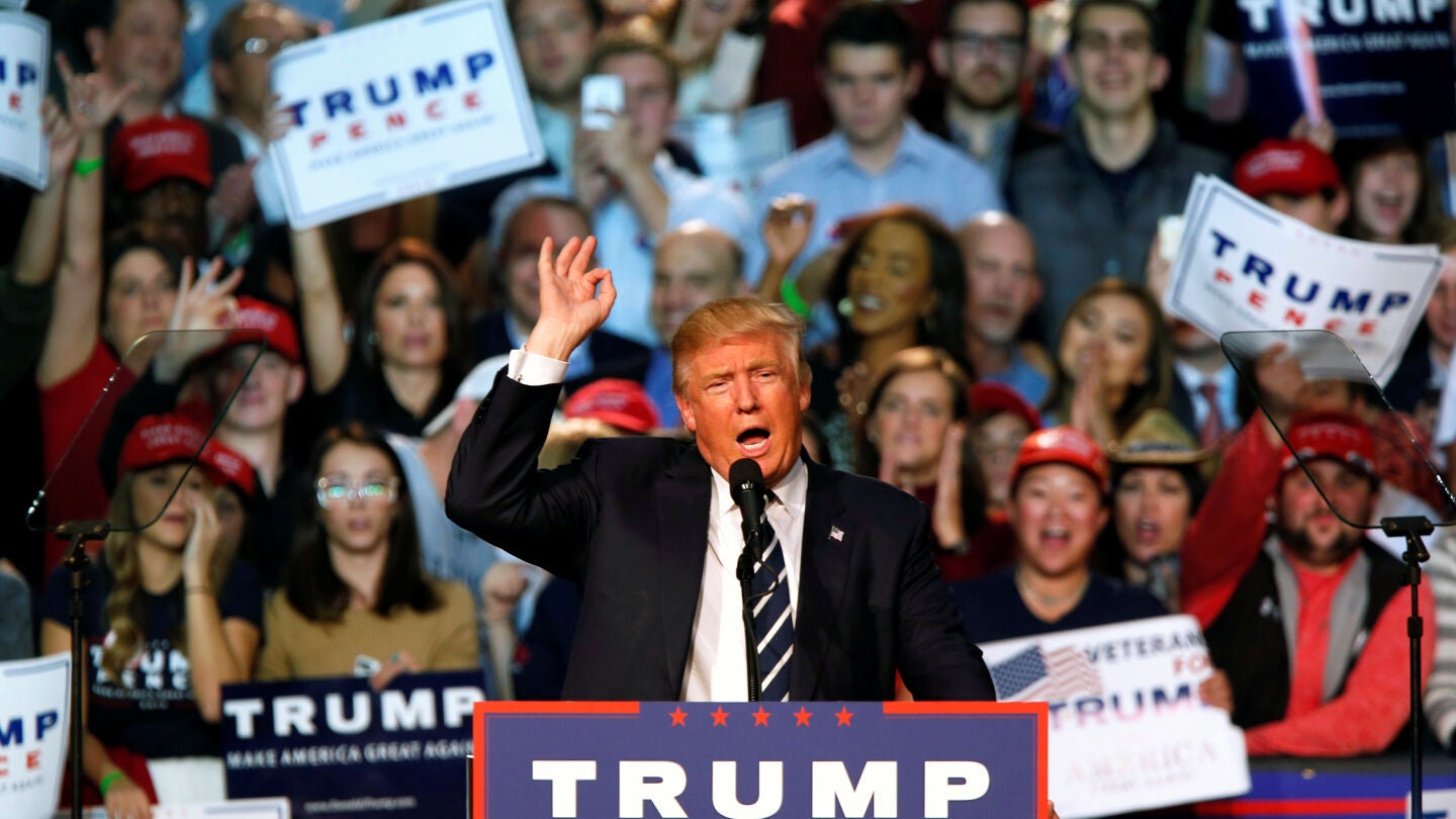 Donald Trump, durante el mitin de cierre de campa&ntilde;a