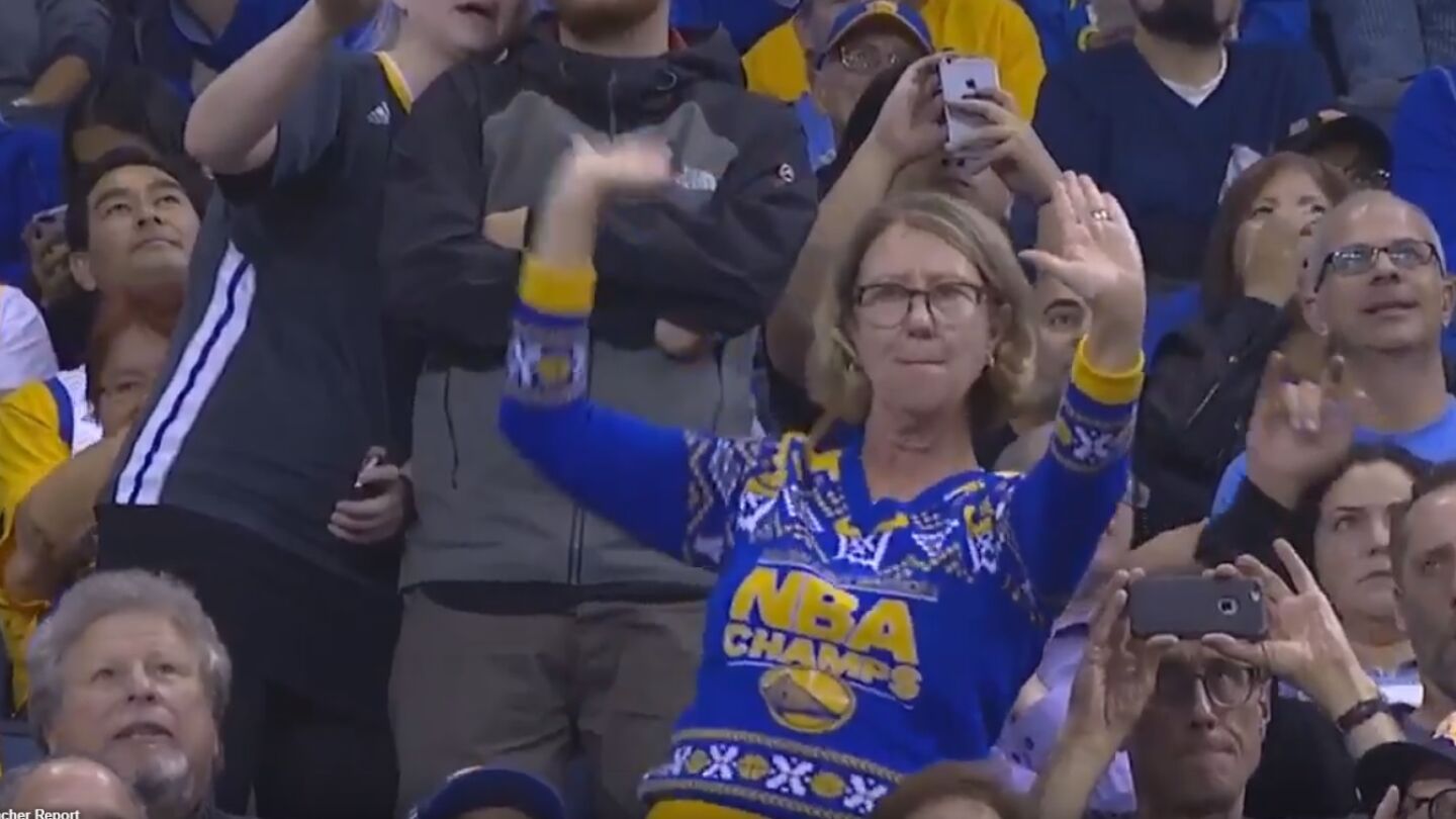 La 'mujer bailadora', la aficionada con m&aacute;s ritmo de los Warriors