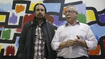 Iglesias y Fernández Toxo tras una reunión