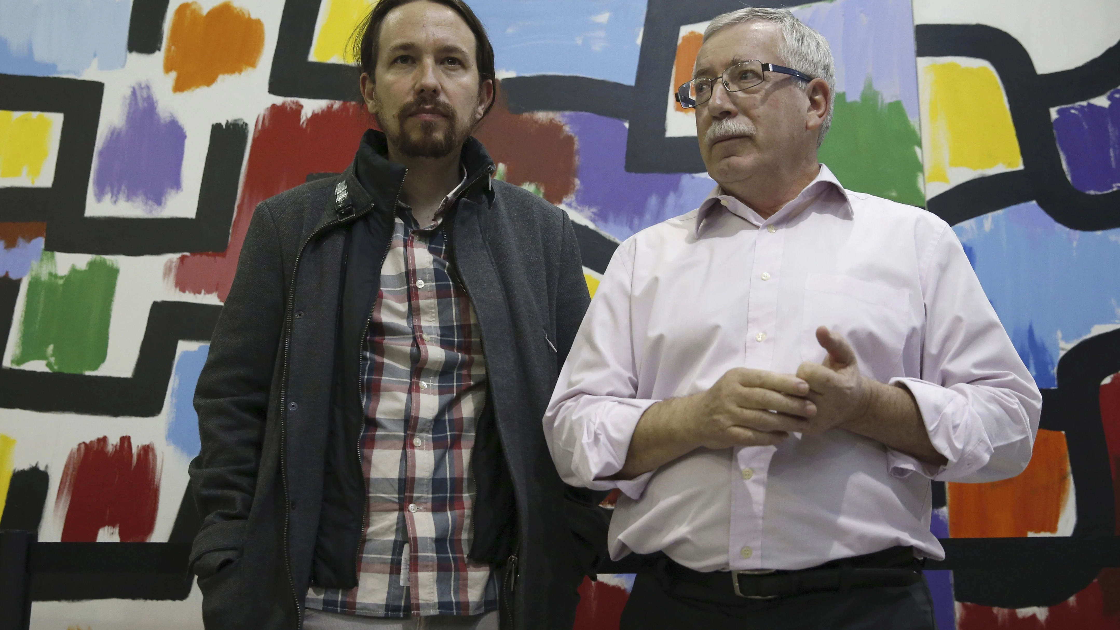 Iglesias y Fernández Toxo tras una reunión