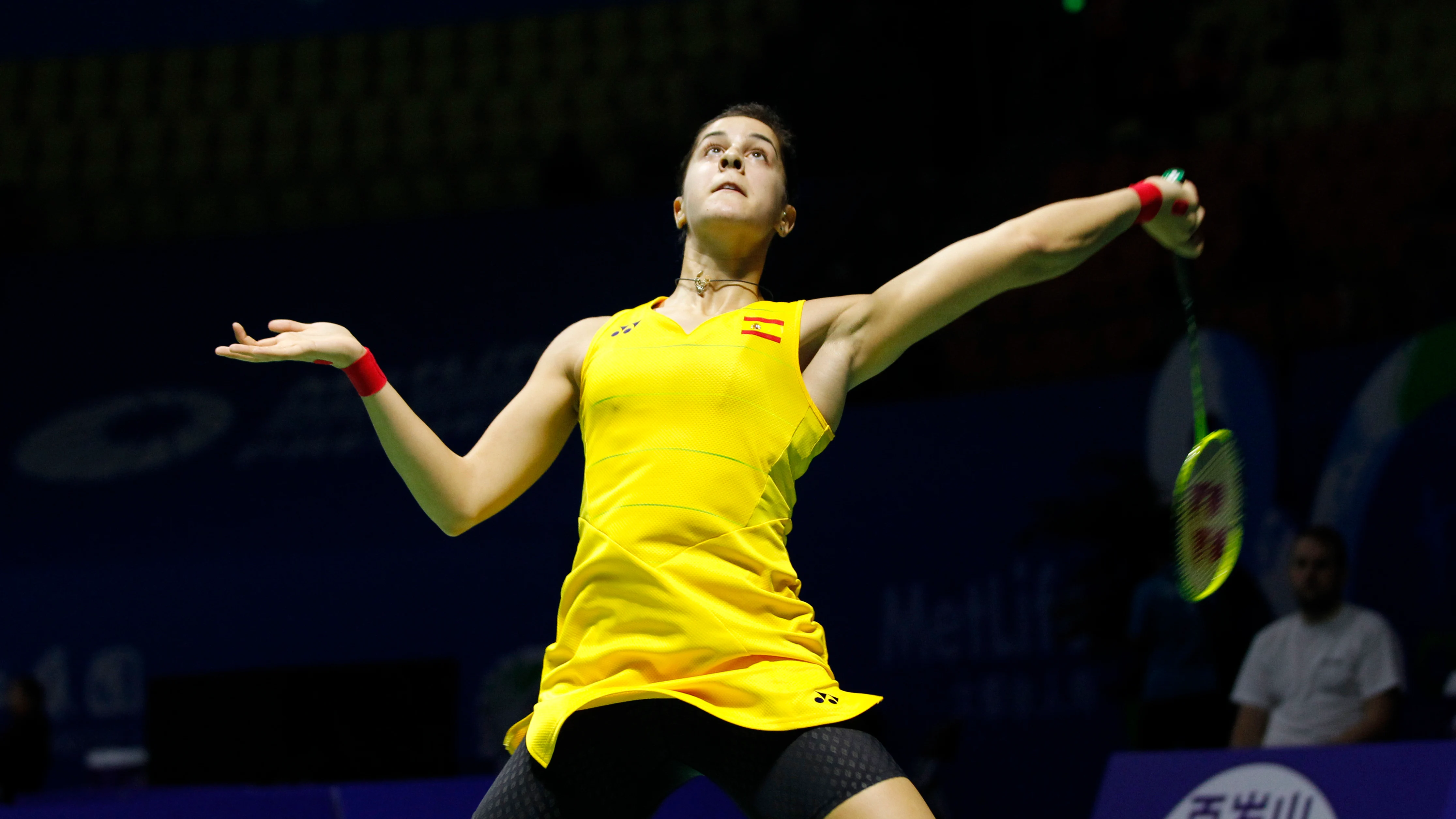 Carolina Marín, en acción durante el Abierto de China