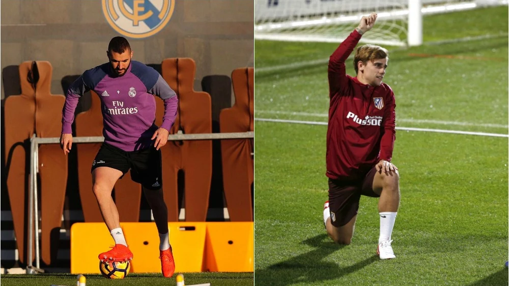 Benzema y Griezmann se entrenan