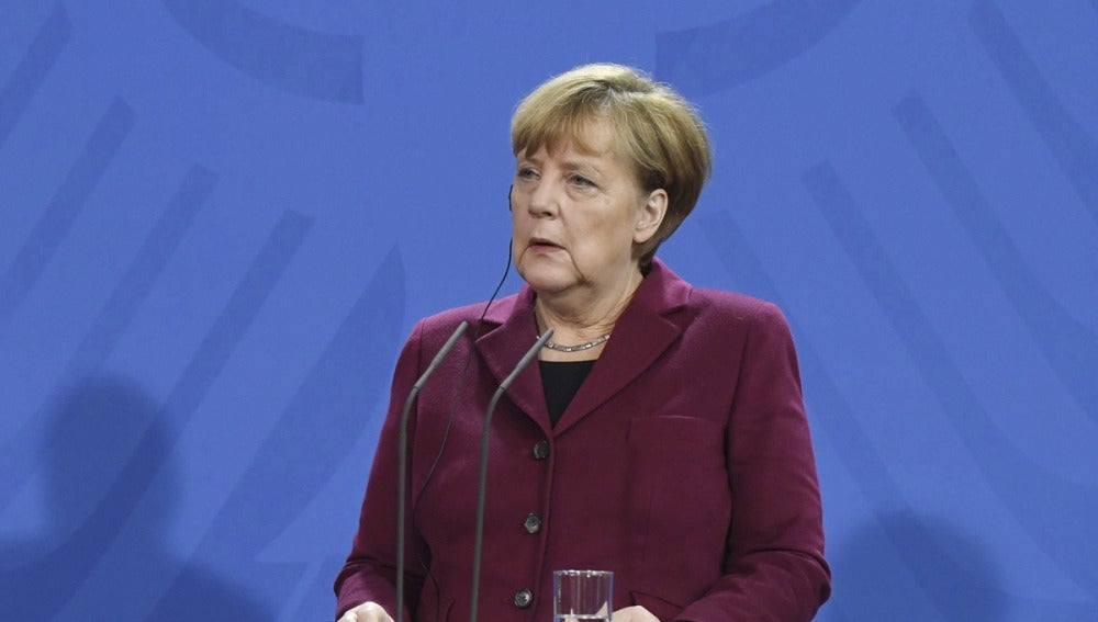 Angela Merkel en rueda de prensa