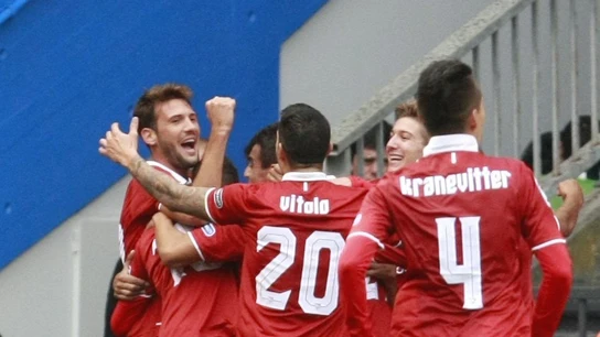 El Sevilla celebra un gol en Riazor El Sevilla celebra un gol en Riazor