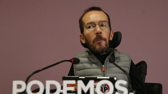 Pablo Echenique, durante la rueda de prensa que ha ofrecido tras el Consejo de Coordinaci&oacute;n del partido