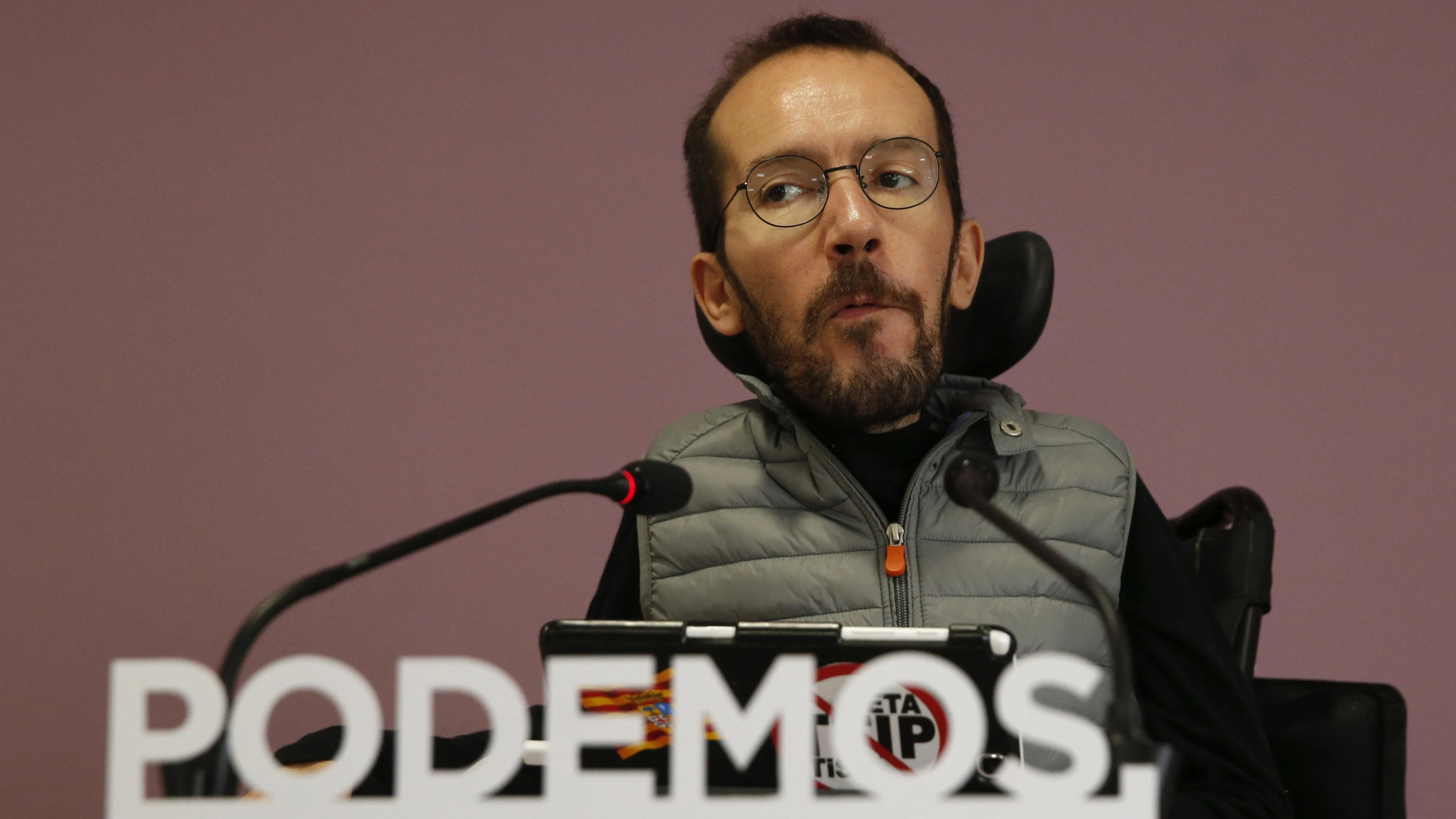 Pablo Echenique, durante la rueda de prensa que ha ofrecido tras el Consejo de Coordinación del partido