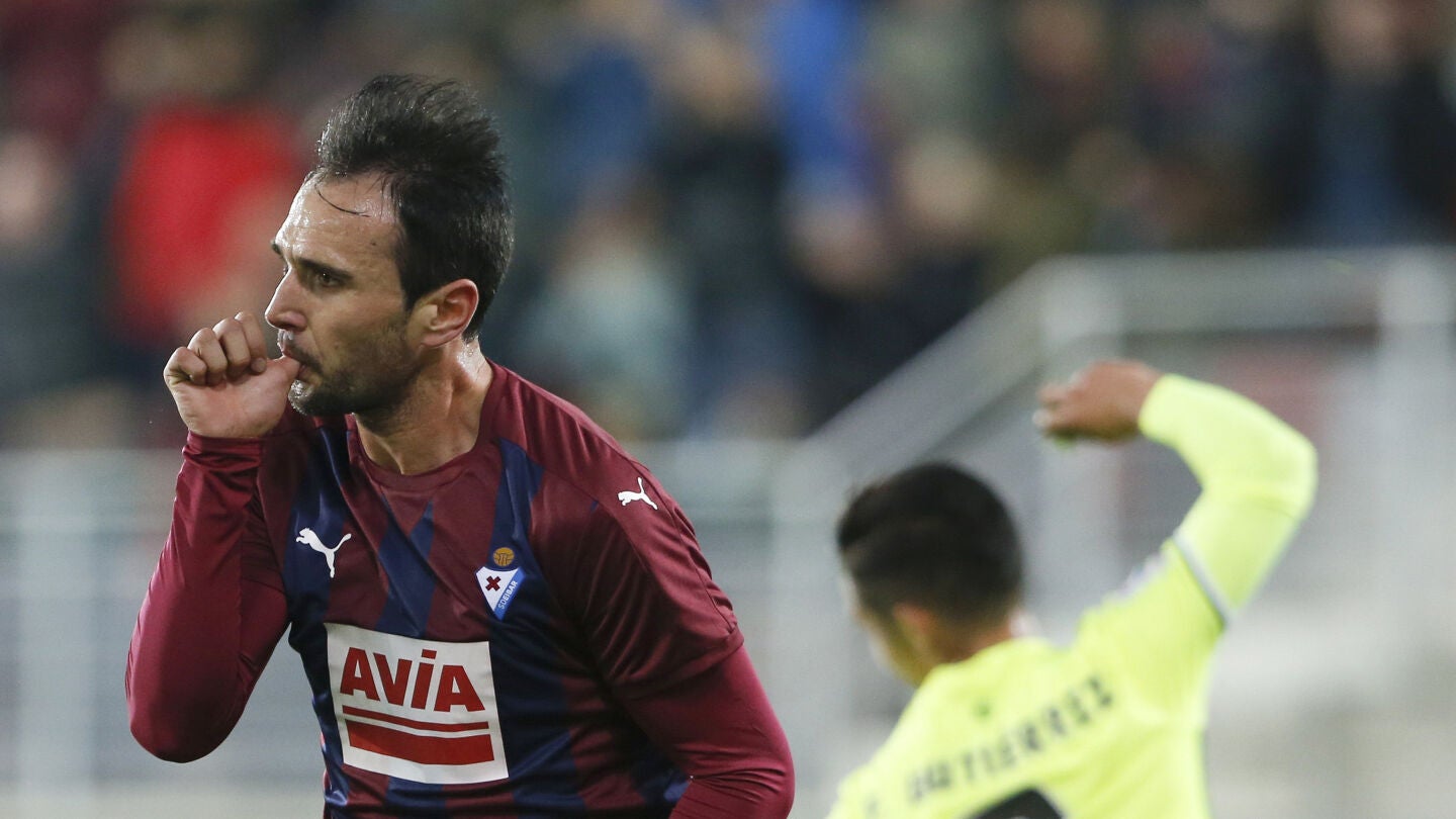 Kike celebrando un gol frente al Betis