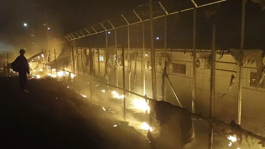 Incendio en el campo de refugiados de Moria Incendio en el campo de refugiados de Moria