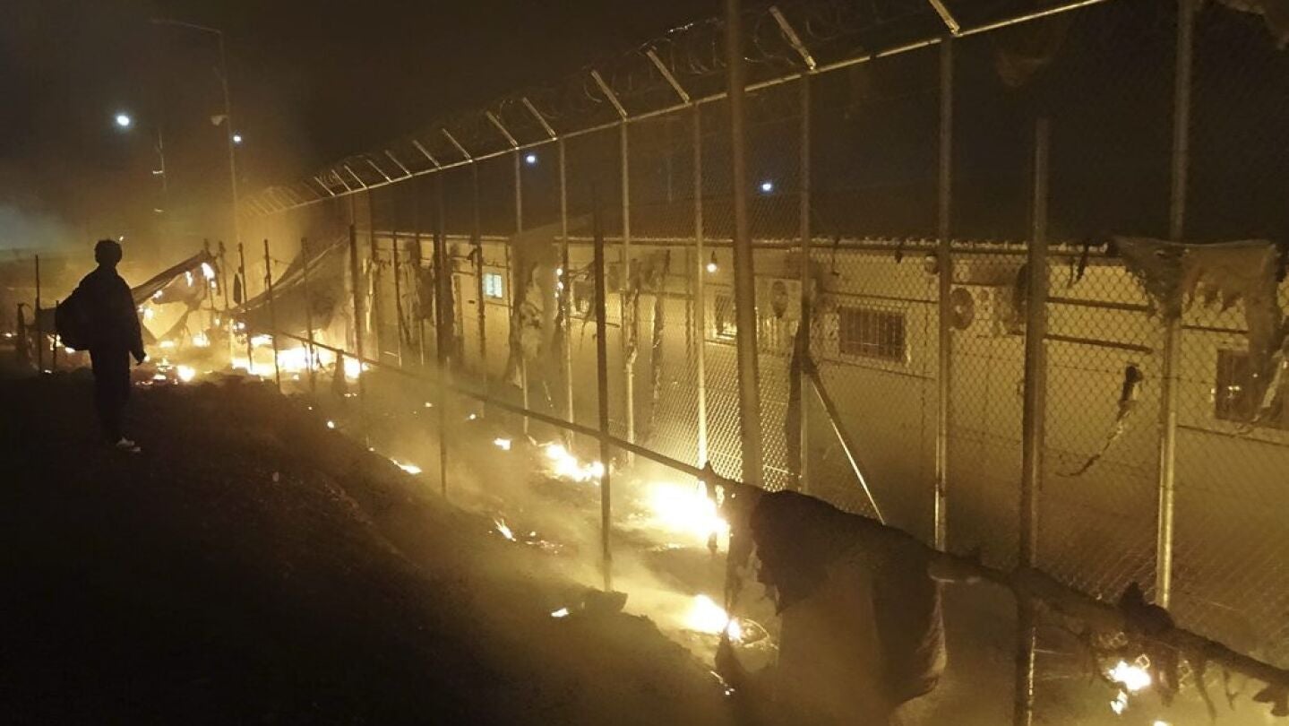 Incendio en el campo de refugiados de Moria