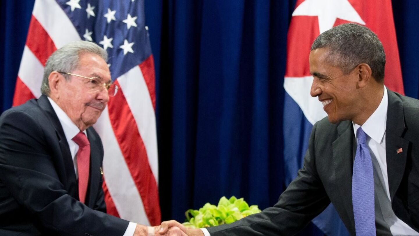 Ra&uacute;l Castro y Barack Obama