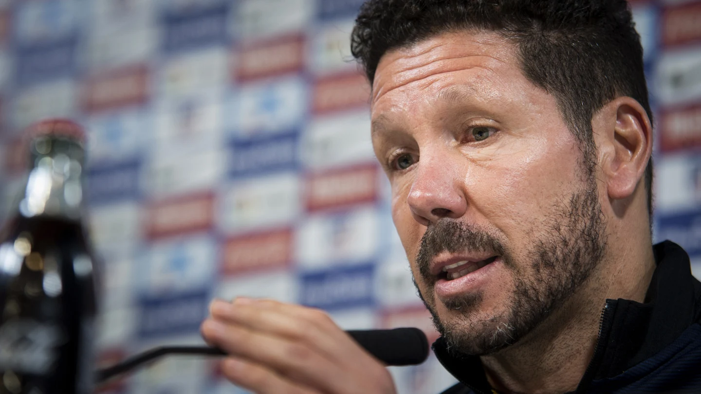 Simeone, durante la rueda de prensa Simeone, durante la rueda de prensa