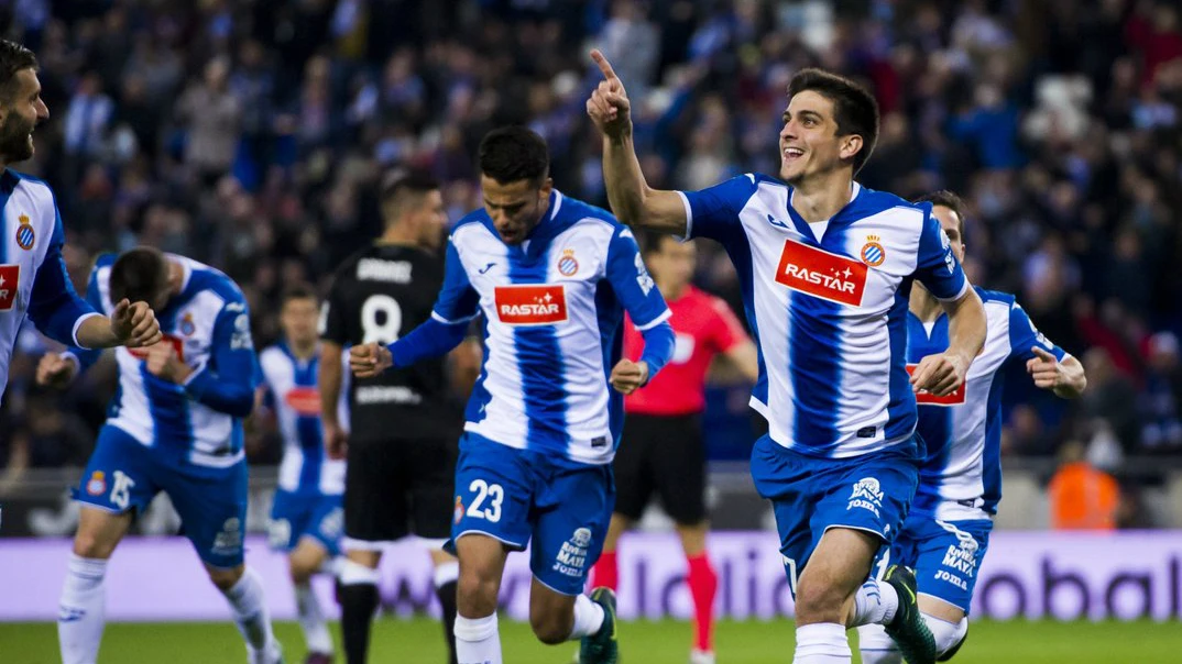 Gerard Moreno celebra un gol con el Espanyol